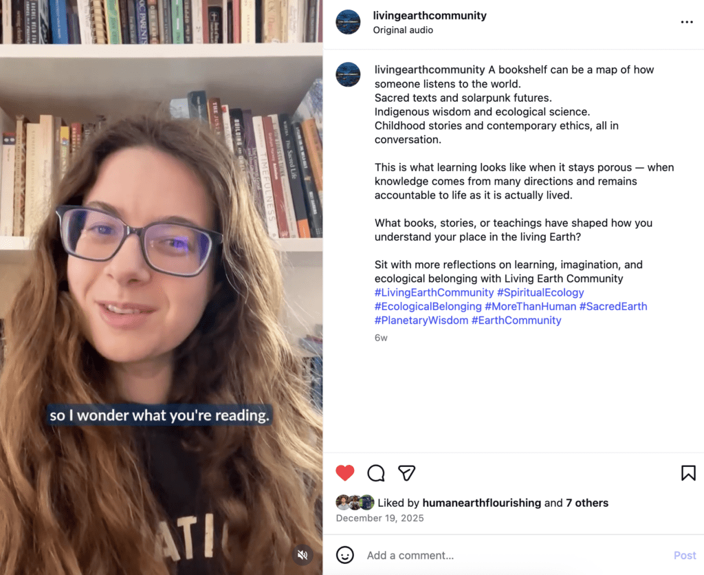 LEC Instagram post about books.