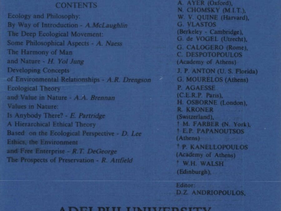 “The Deep Ecological Movement: Some Philosophical Aspects”